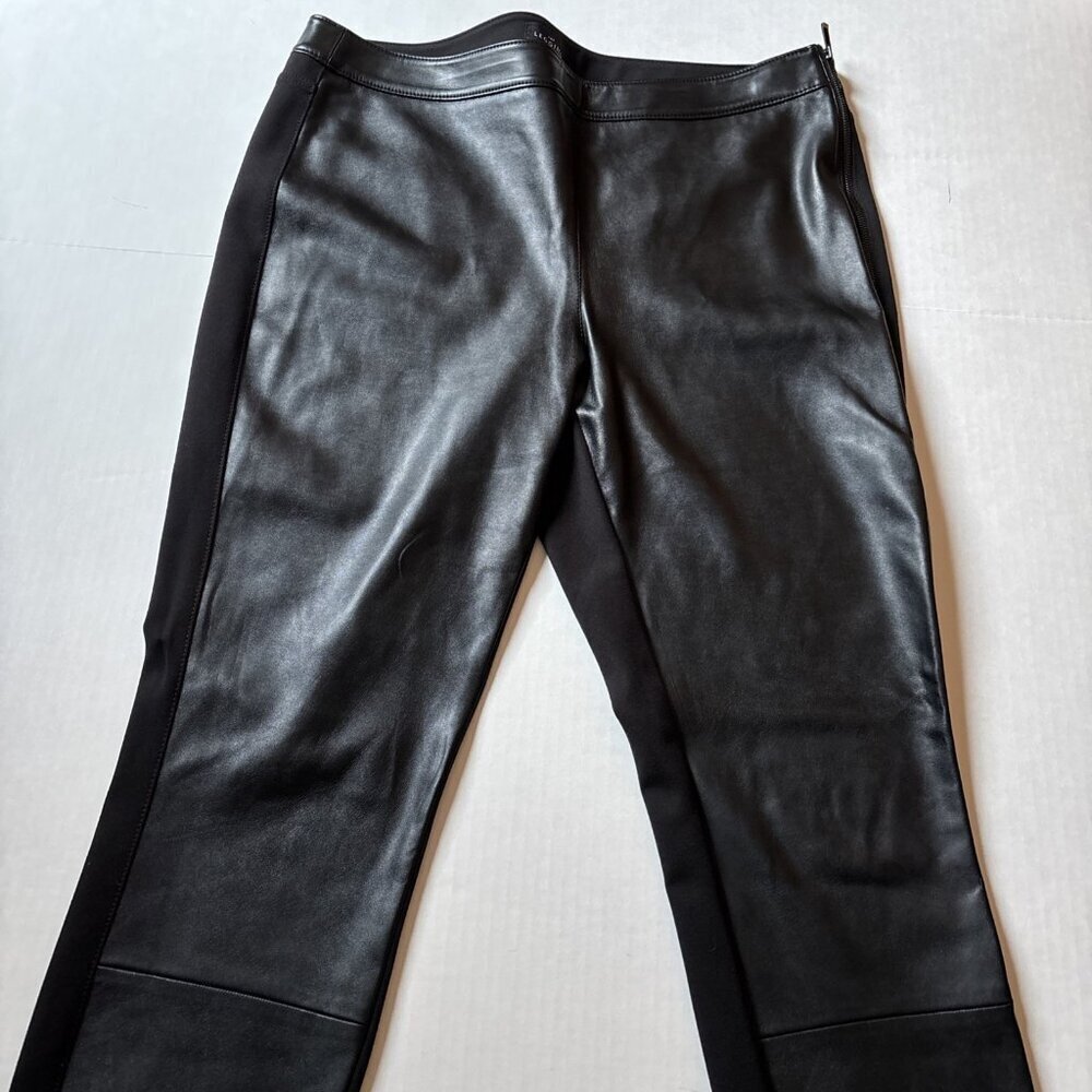 White House Black Market Black Leggings With Faux Leather Size 14L The Leggings